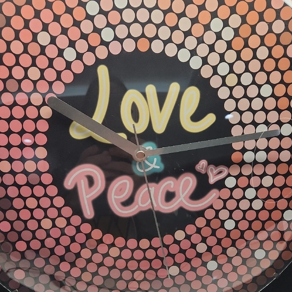 Love & Peace Wall Clock - Pink and Black